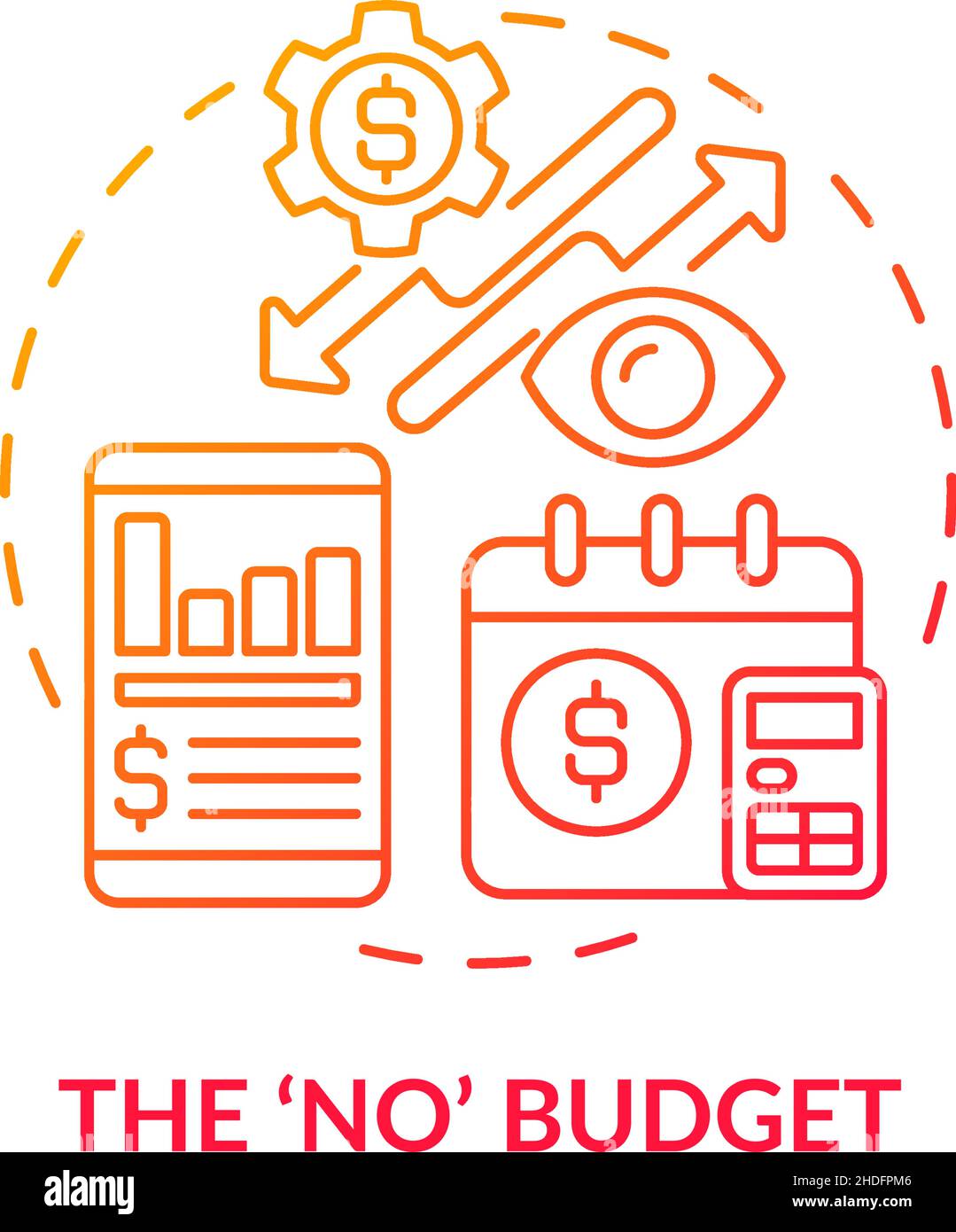 Icône de concept de gradient rouge sans budget Illustration de Vecteur