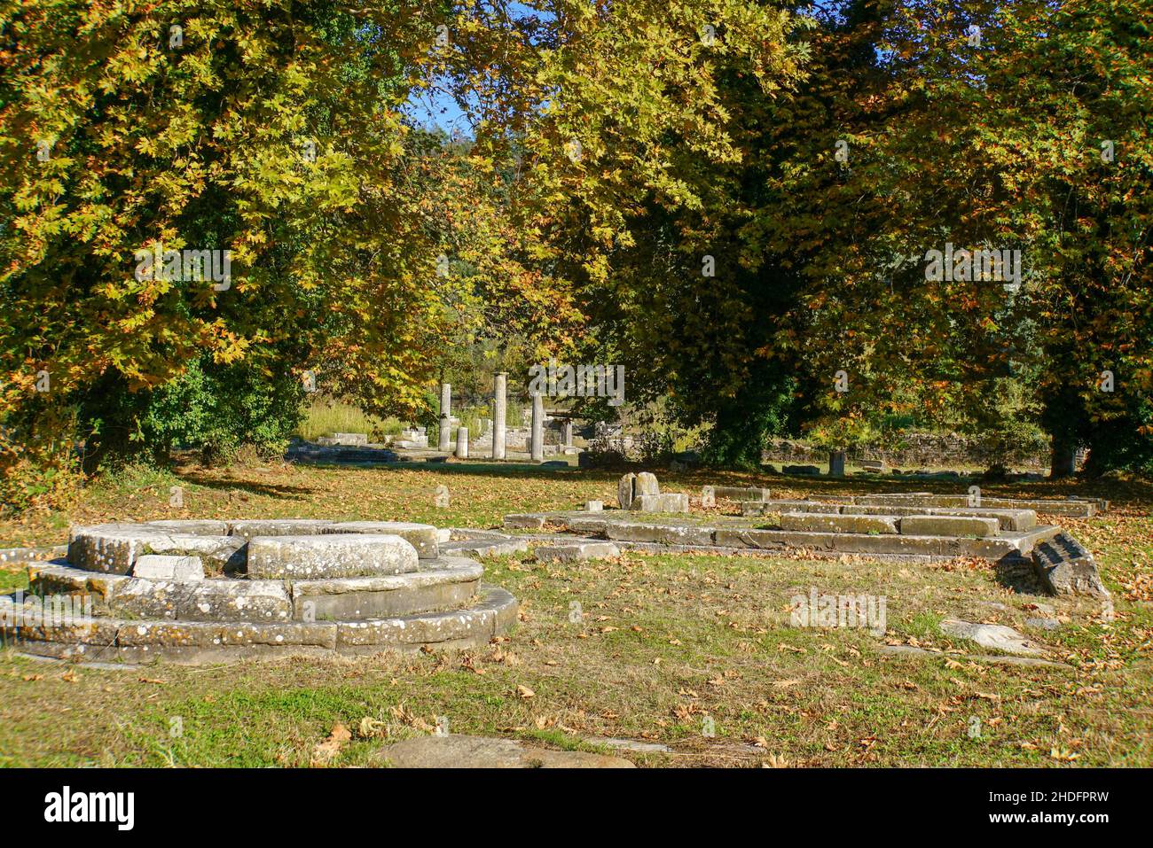 Objets archéologiques dans l'ancienne Agora à Thassos, l'île de Thassos, Grèce Banque D'Images