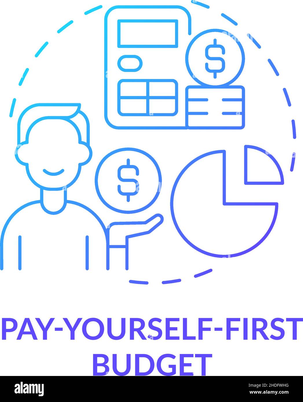 Icône de concept de gradient bleu de payez-vous-même-premier budget Illustration de Vecteur