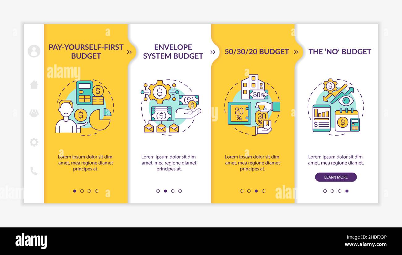 Modèle d'intégration jaune des approches budgétaires Illustration de Vecteur