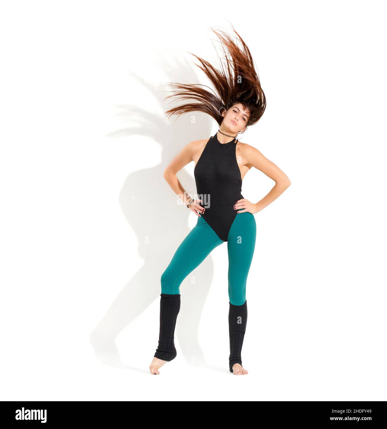 danseur, 80s, cheveux volants, danse jazz, danseurs,style 1980s, années 80, cheveux volants Banque D'Images