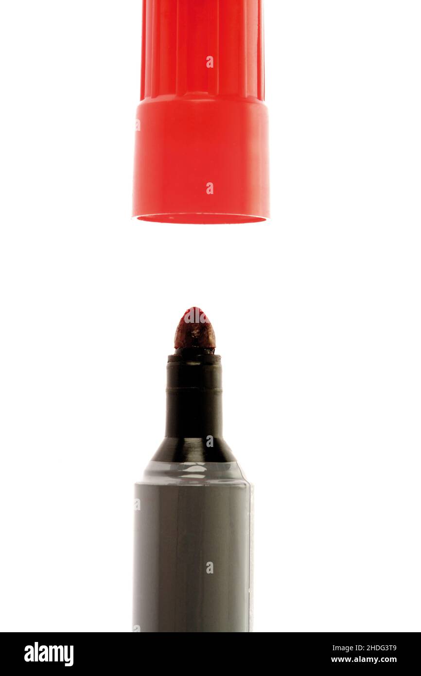 surligneur, crayon rouge, surligneur, crayons rouges Banque D'Images
