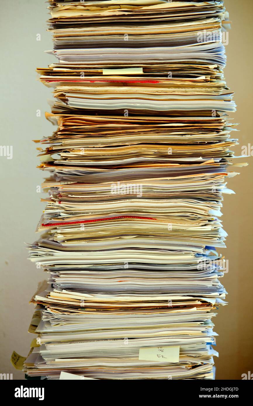 papier recyclé, documents, pile de papier, papiers recyclés, recyclage,documents, piles de