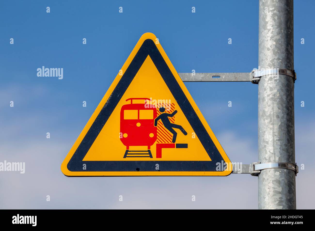 panneau d'avertissement, bord de la plate-forme, panneaux d'avertissement, bords de la plate-forme Banque D'Images