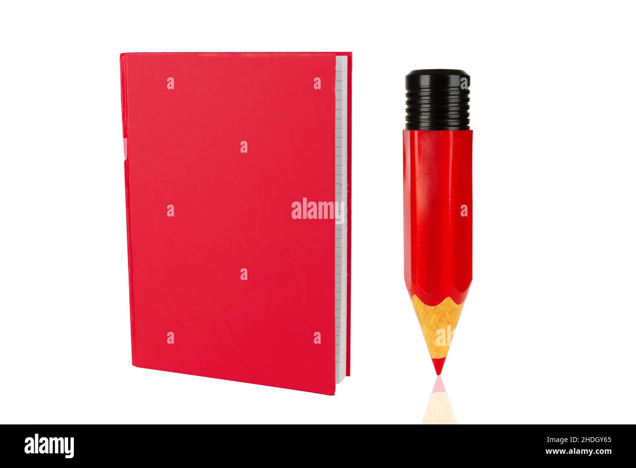 crayon rouge, bloc-notes, crayons rouges, bloc-notes Banque D'Images
