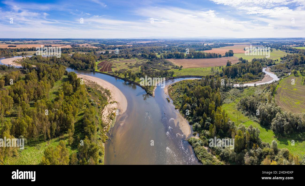 France, Allier, Bourbonnais, la Ferte-Hauterive, confluent de la rivière Sioule avec la rivière Allier, zone protégée Natura 2000 Basse Sioule (a Banque D'Images