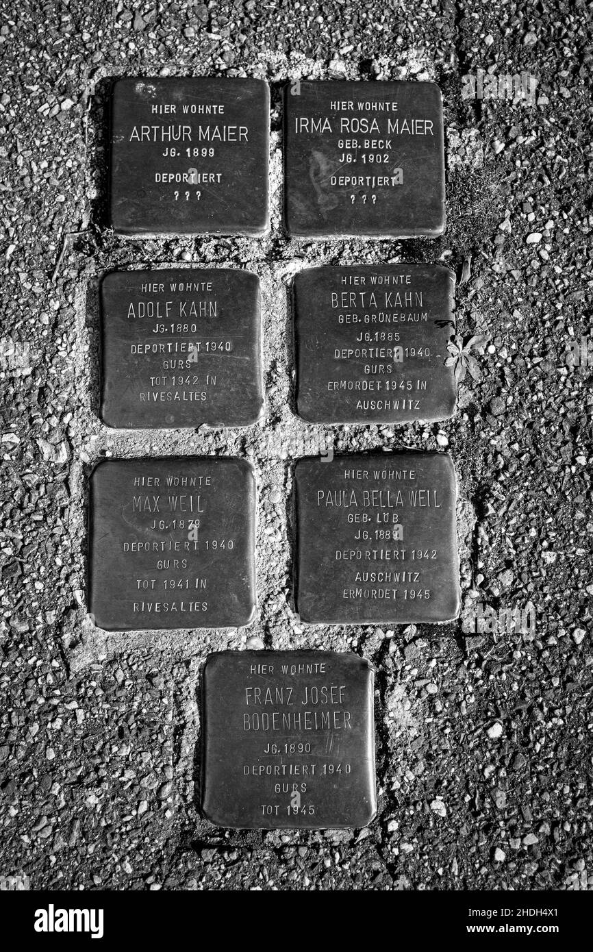 persécution des juifs, plaque, pierre d'achoppement, plaques Banque D'Images