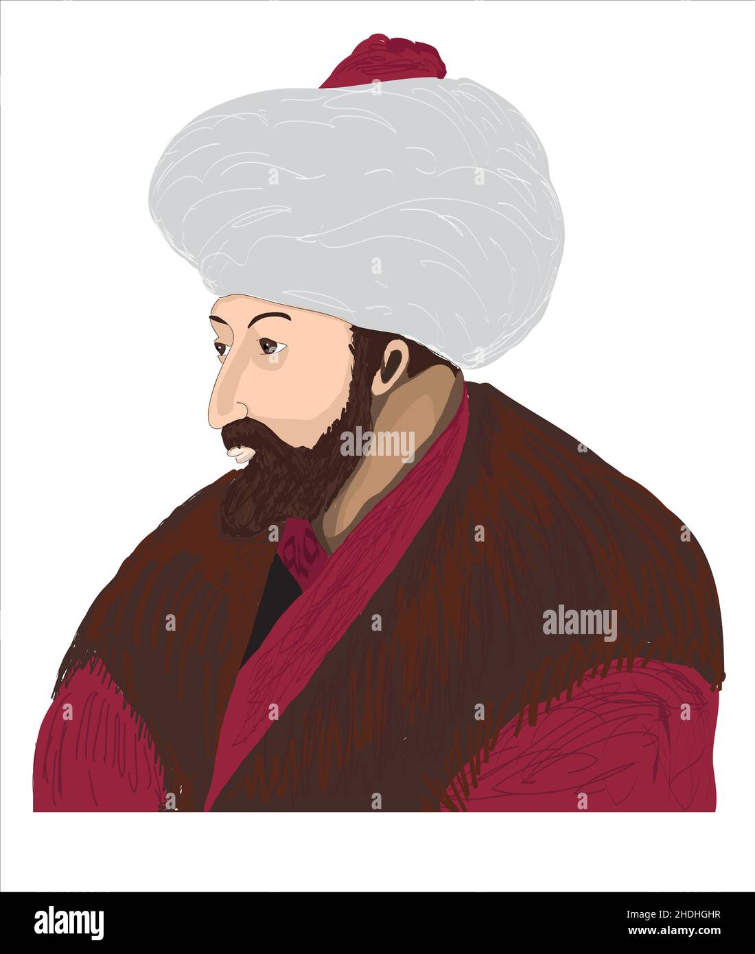 Empire ottoman, personnage vecteur de dessin animé Fatih Sultan Mehmet