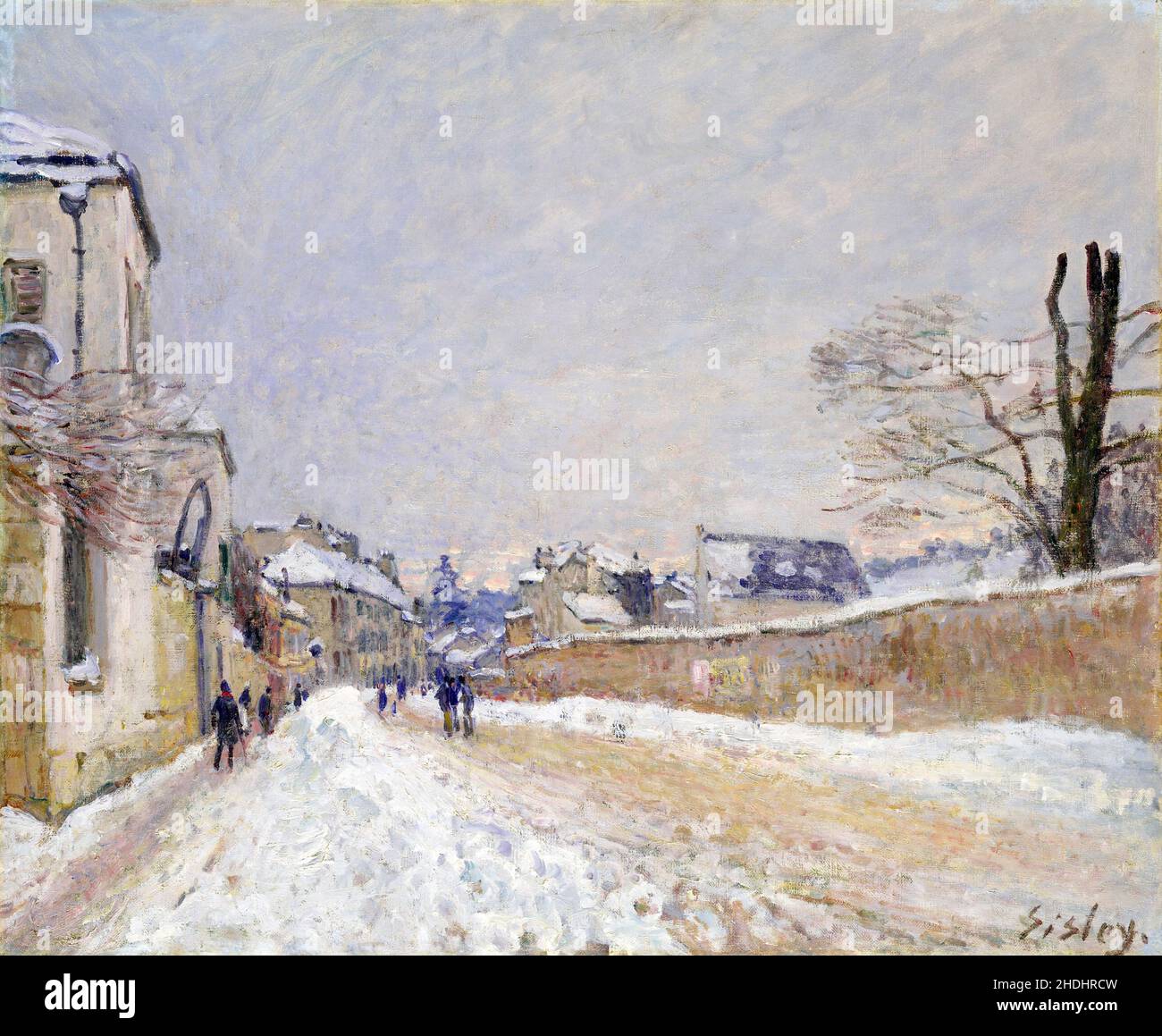 Rue Eugène Moussoir à Moret : hiver par Alfred Sisley (1839-1899), huile sur toile, 1891 Banque D'Images