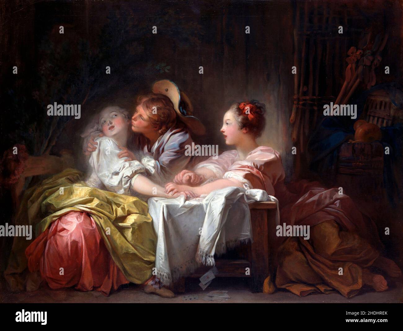 Tableau Toile "Une Femme Avec Un Chien" De Fragonard - Prêt à Accrocher, Plusieurs Tailles