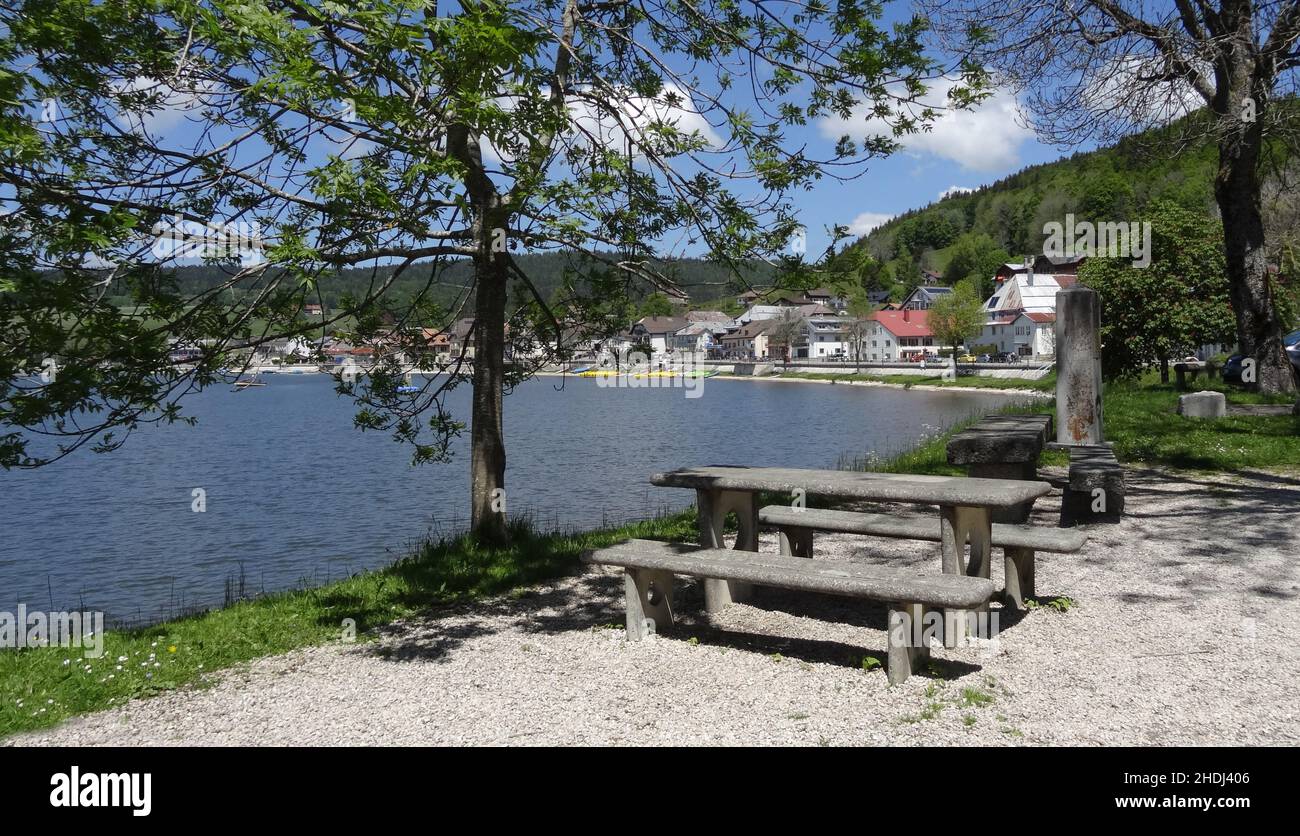 arrêt de repos, lac de joux, vallée de joux, arrêts de repos Banque D'Images