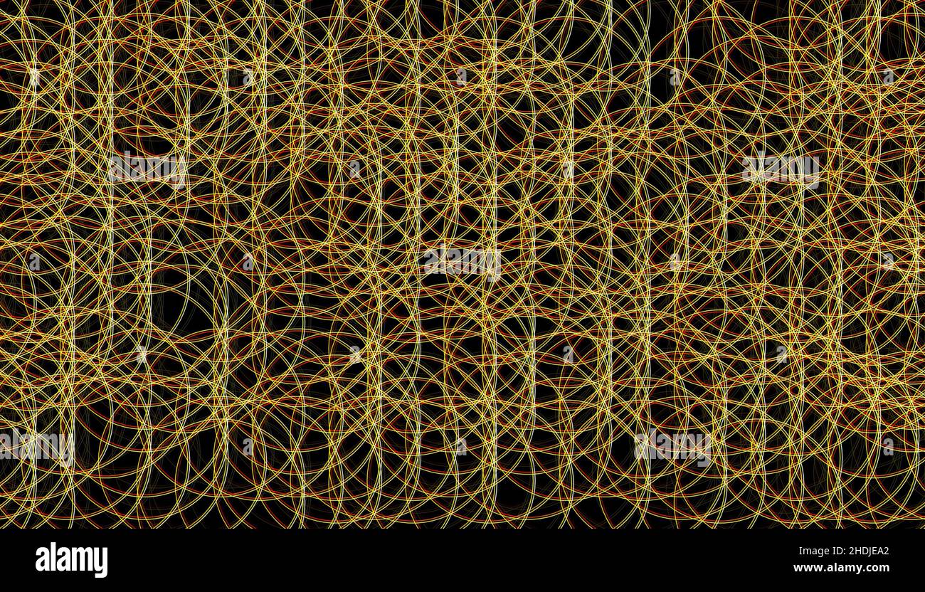 Le fond abstrait jaune-orange à motifs pour le motif.Résumé créatif de la lampe jaune.Rendu d'arrière-plan 3D à anneau rond. Banque D'Images