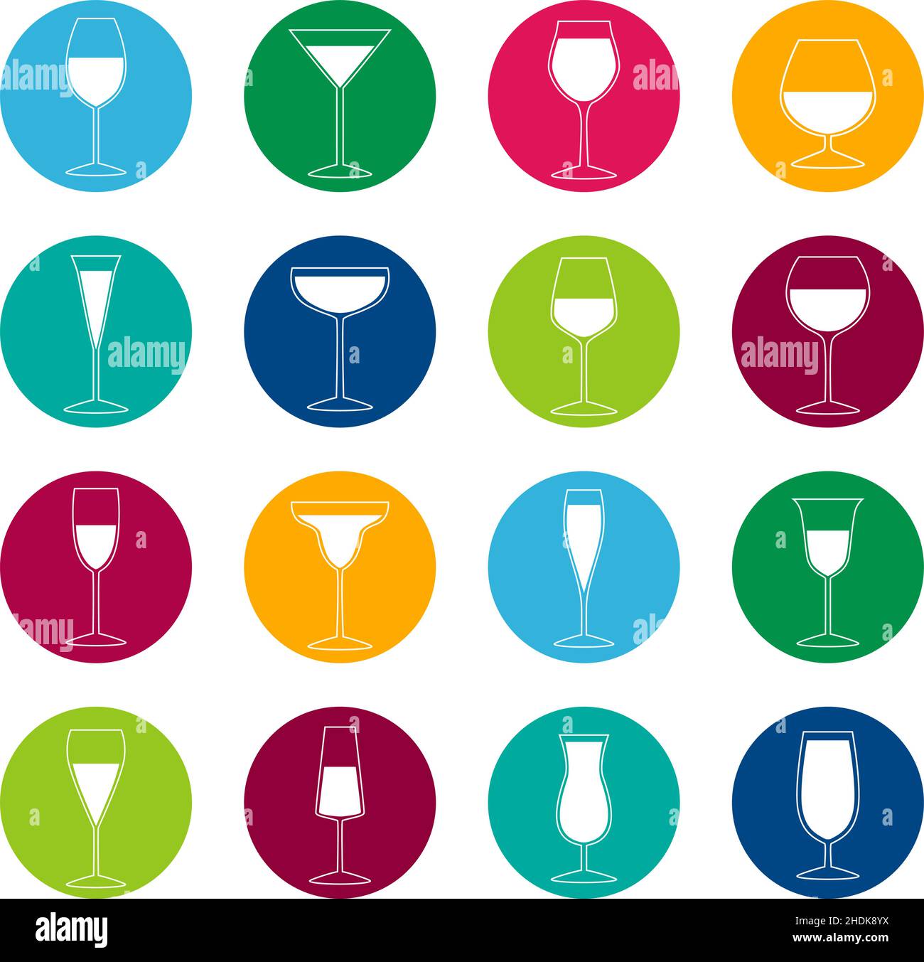 Ensemble de verres avec boissons sur fond de couleur, illustration vectorielle Illustration de Vecteur