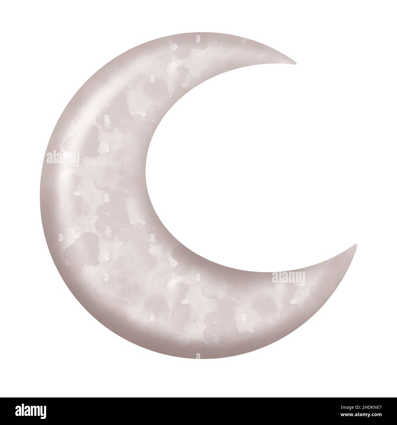 Illustration aquarelle d'un croissant de lune en blanc.Le mois des jouets pour enfants est isolé sur fond blanc Banque D'Images