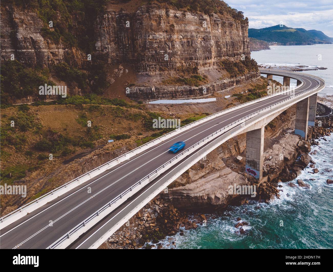Vue panoramique sur le pont de Seacliff, Wollongong, Australie Banque D'Images