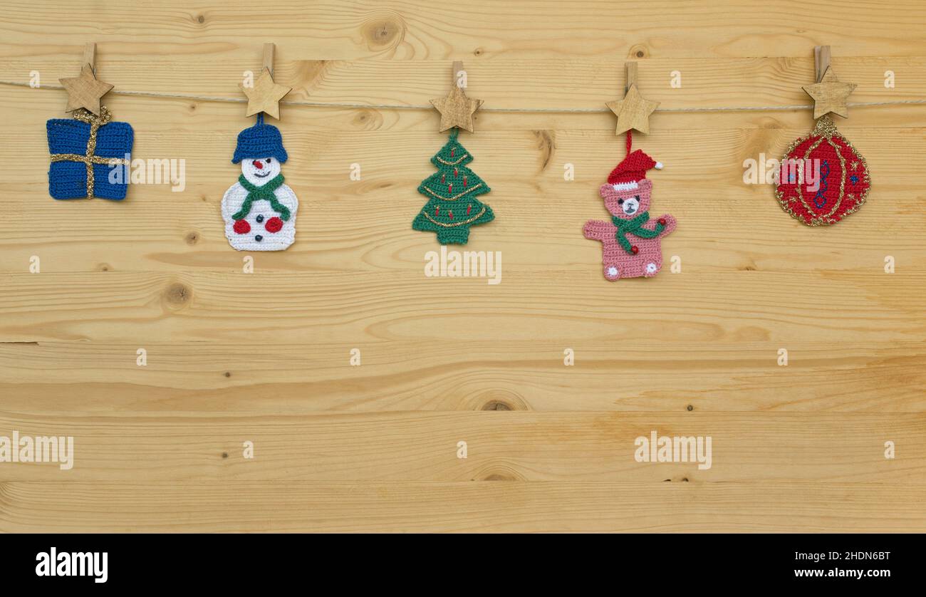 crochet, motifs de noël, croquettes Banque D'Images