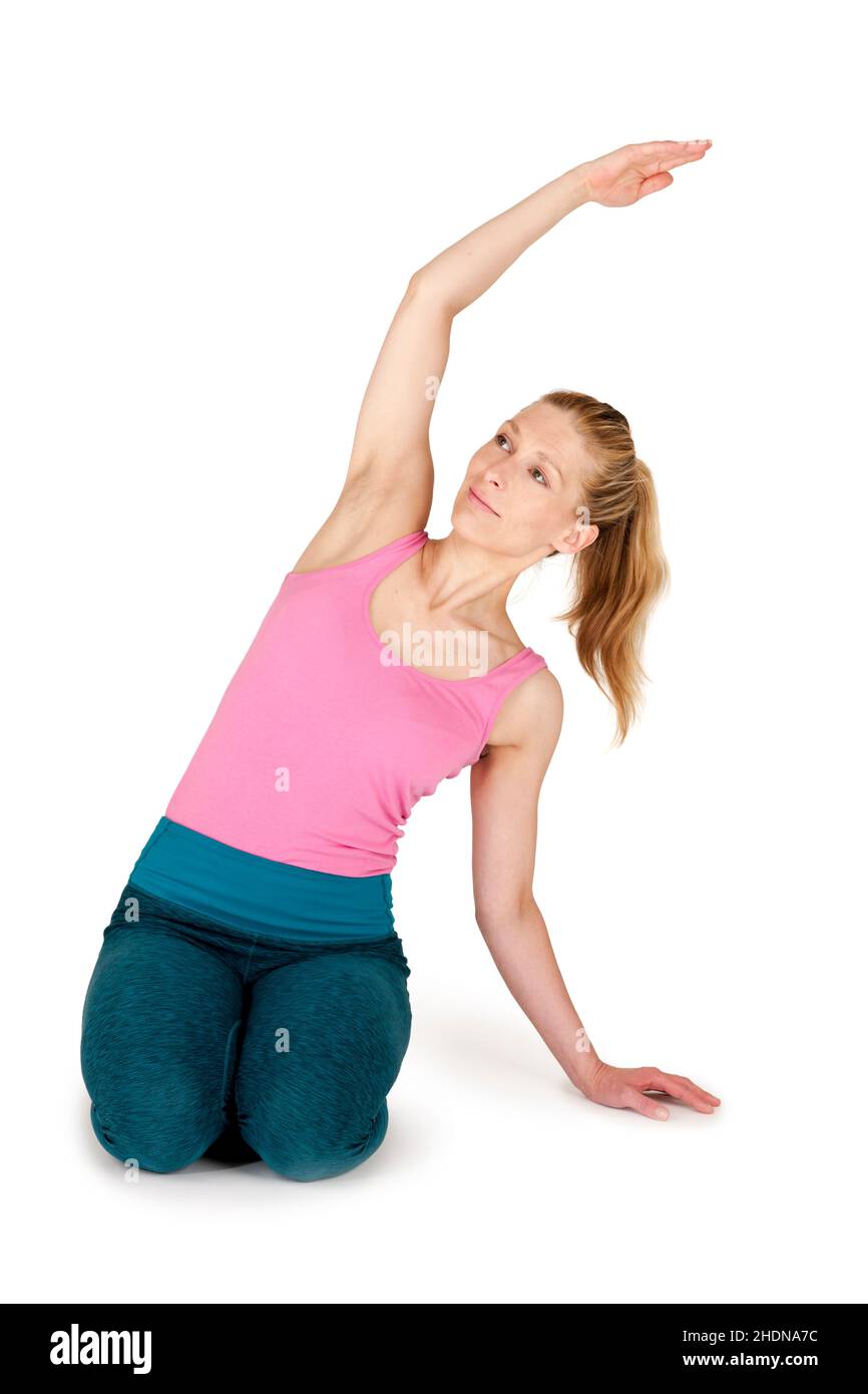 femme, gymnastique, étirement, femme, femme, femme,dame, femmes, exercice, exercice, gymnastique,pilates, étirement Banque D'Images