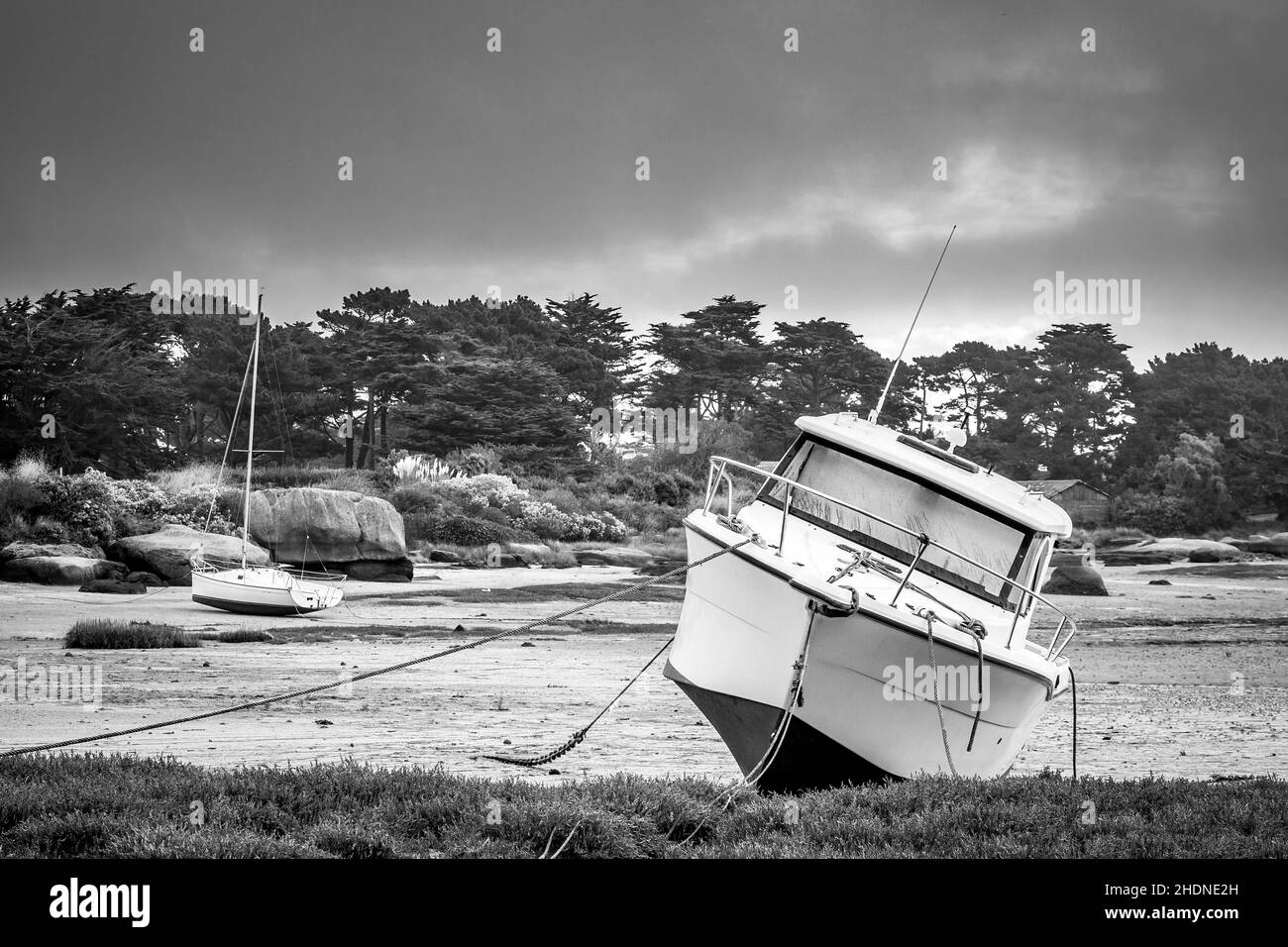 marée basse, océan atlantique, bateaux, marées basses, océans atlantique,bateau Banque D'Images