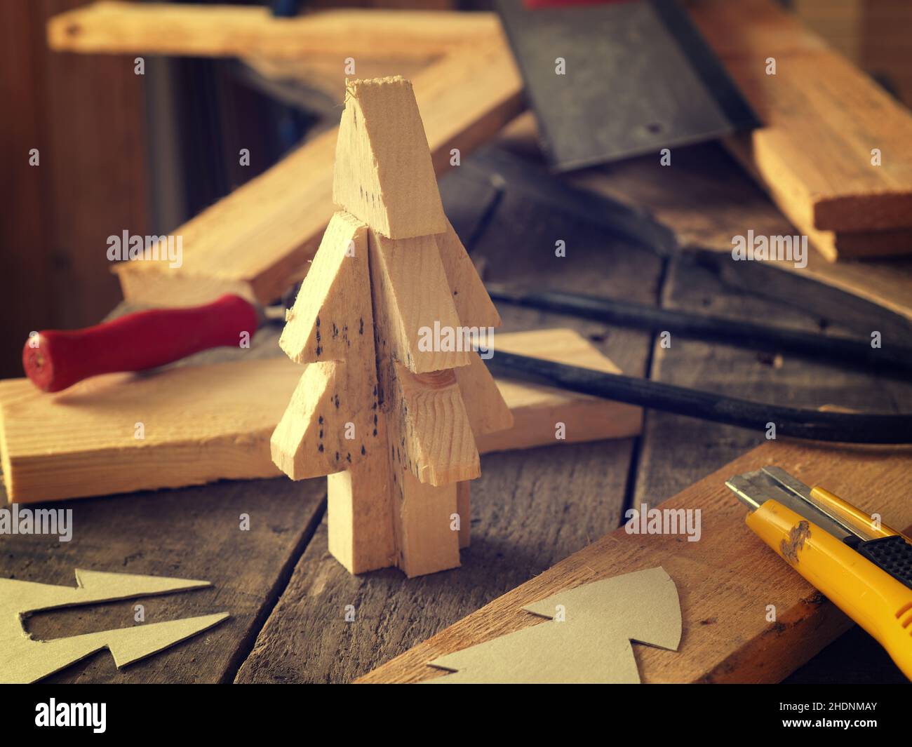 arbre de noël, travail de bois, arbres de noël, travaux de bois Banque D'Images