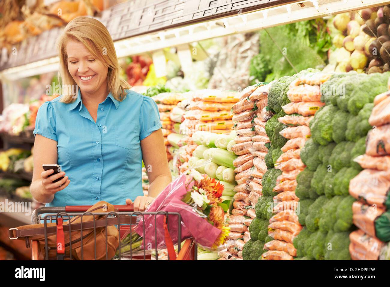 mobil, supermarché, liste d'achats, mobils, supermarchés,listes d'achats Banque D'Images