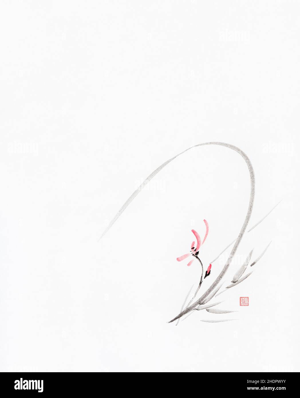 Licence et reproductions sur MaximImages.com - peintures sumi-e, illustrations à l'encre sumi de style oriental et beaux-arts japonais zen Banque D'Images