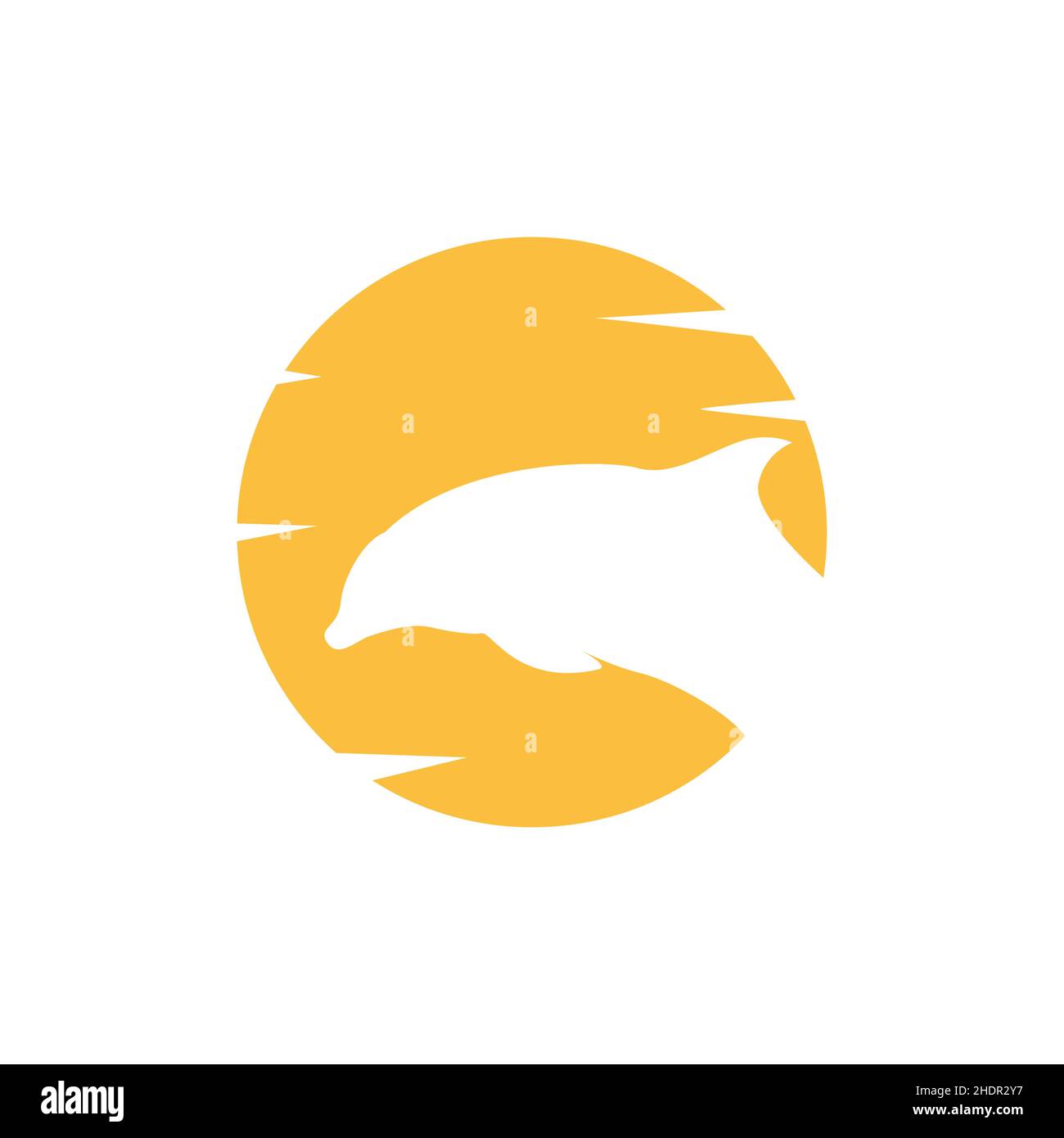 coucher de soleil avec dauphin jump logo design vecteur graphique symbole icône illustration idée créative Illustration de Vecteur