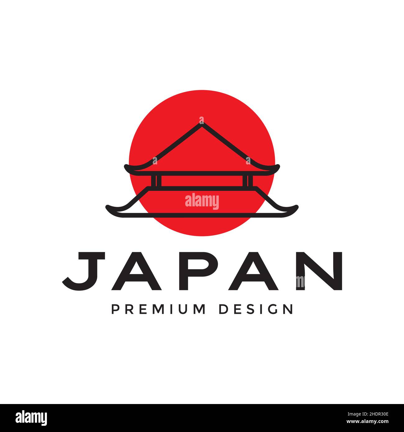 line japan culture bâtiment maison logo design vecteur graphique symbole icône illustration idée créative Illustration de Vecteur