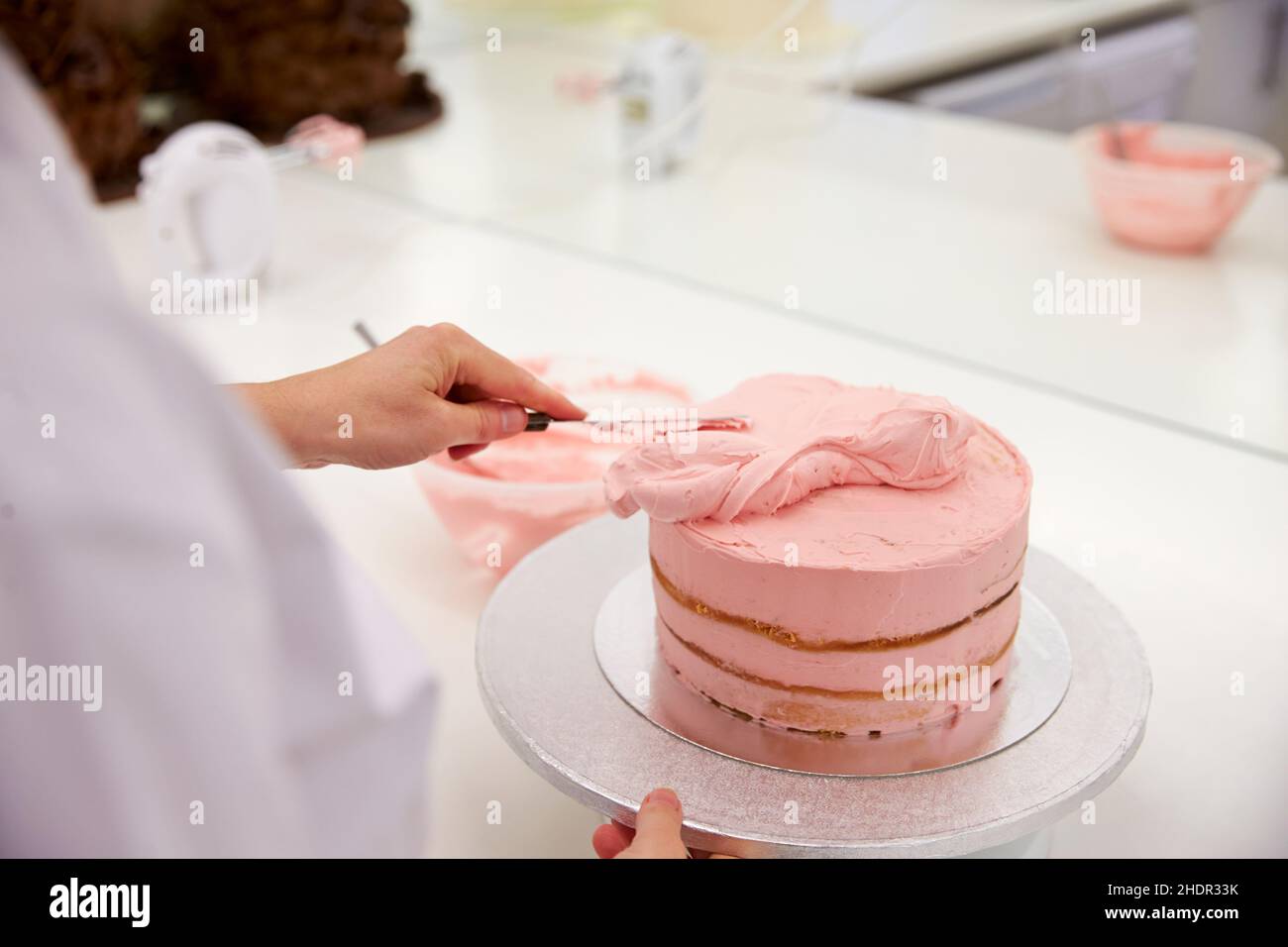 crème au beurre, boulanger, tortes à la crème, crèmes au beurre, boulangers,gâteau, tourtes Banque D'Images