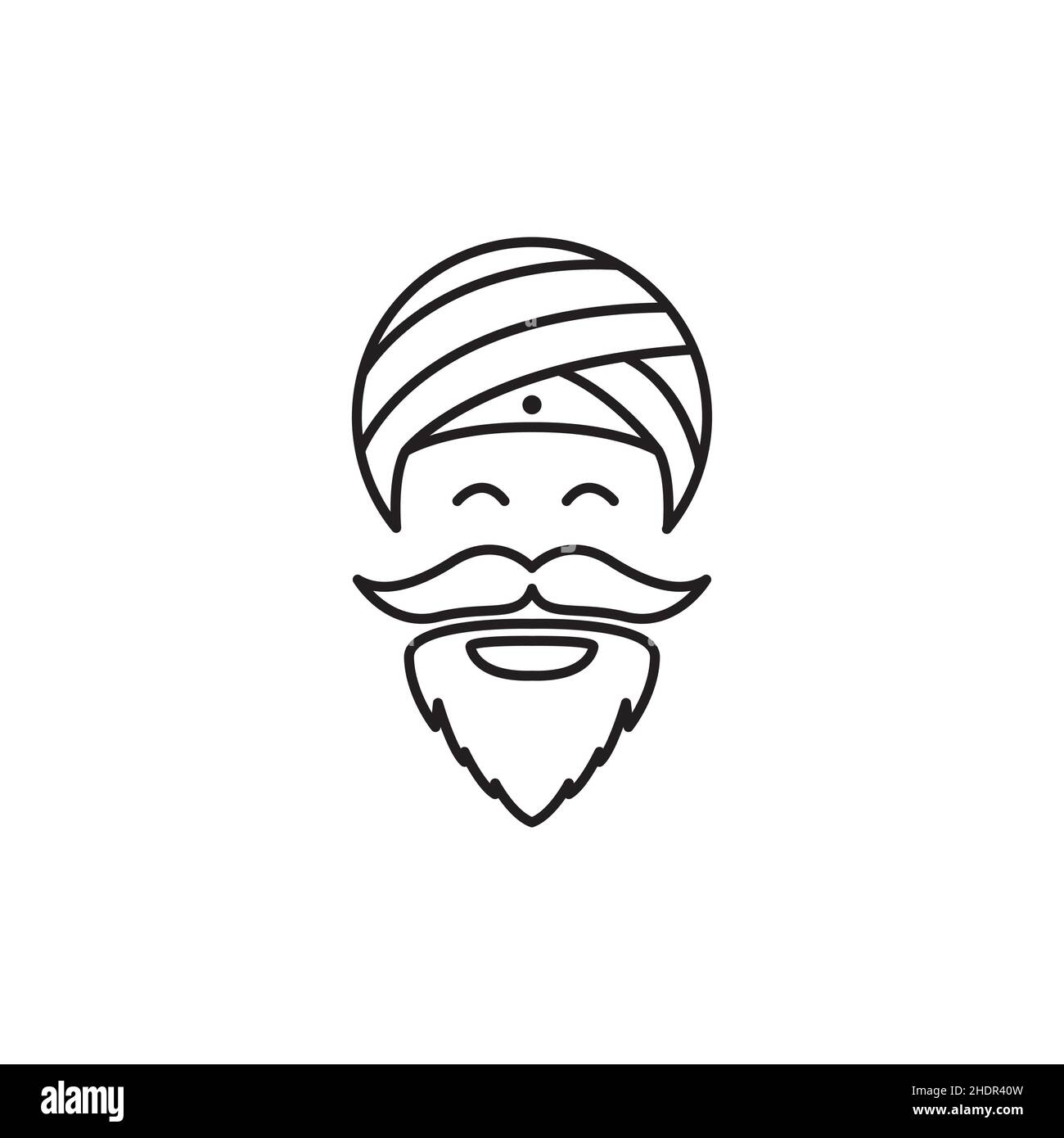 dessin animé vieil homme indien avec logo turban design vecteur graphique symbole icône illustration idée créative Illustration de Vecteur