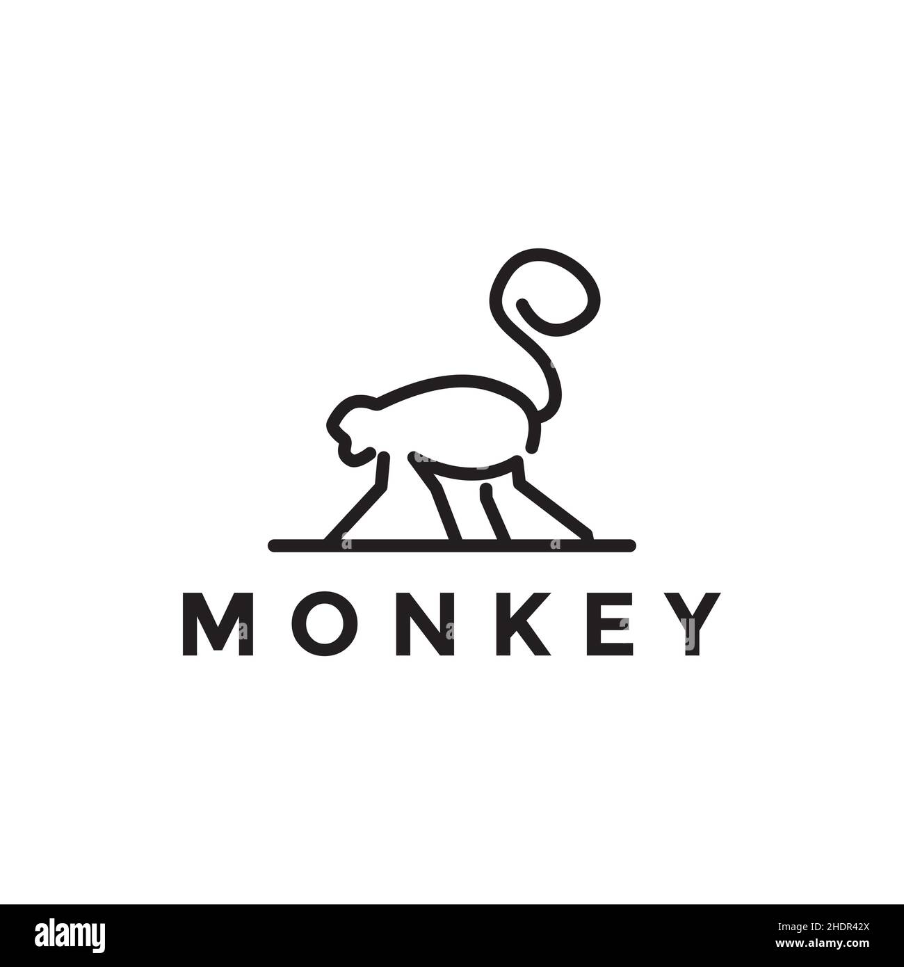 animal isolé ligne de marche singe sur arbre logo design vecteur graphique symbole icône illustration idée créative Illustration de Vecteur
