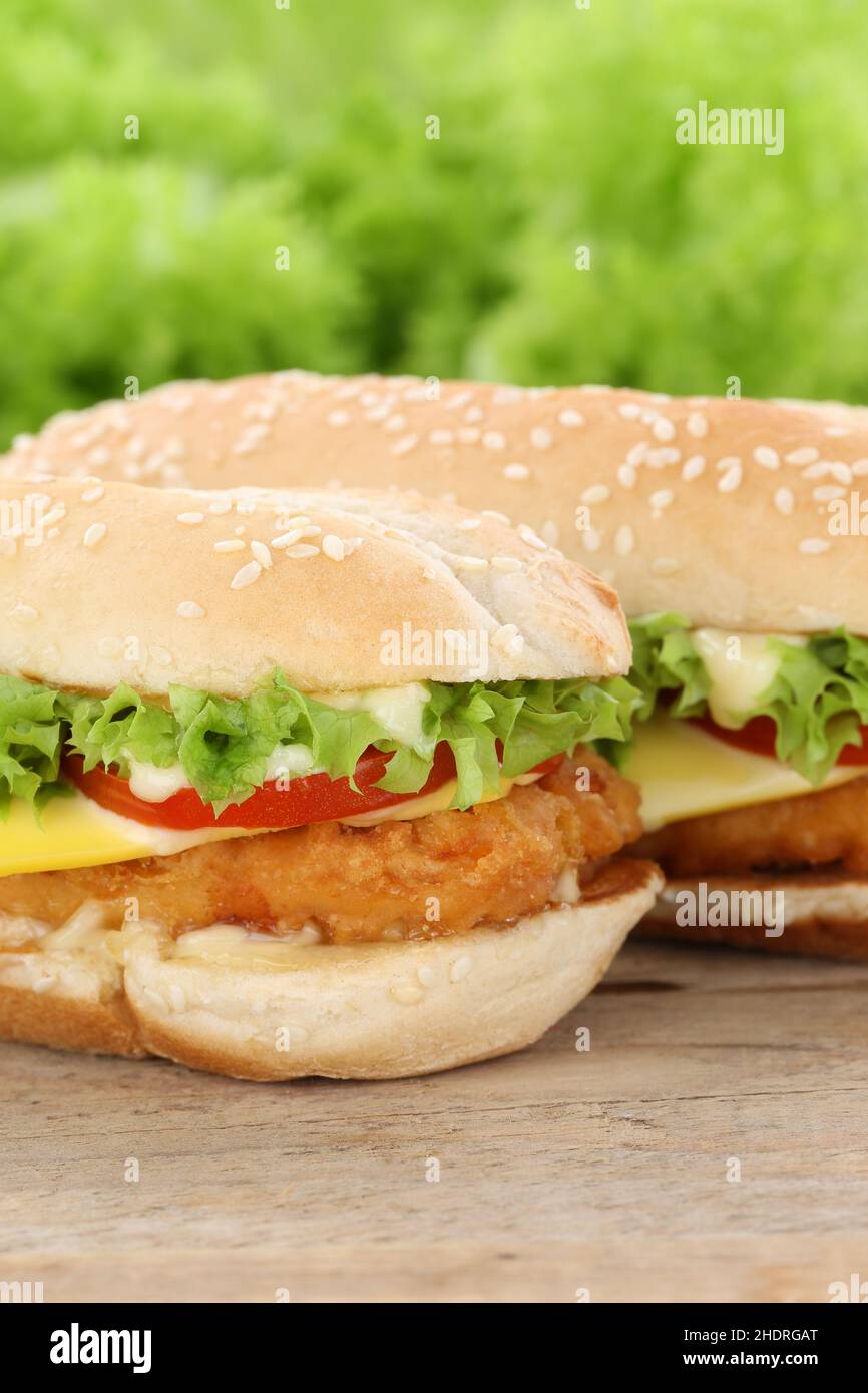 hamburger, poulet, hamburgers, poulets Banque D'Images hamburger, poulet, hamburgers, poulets Banque D'Images