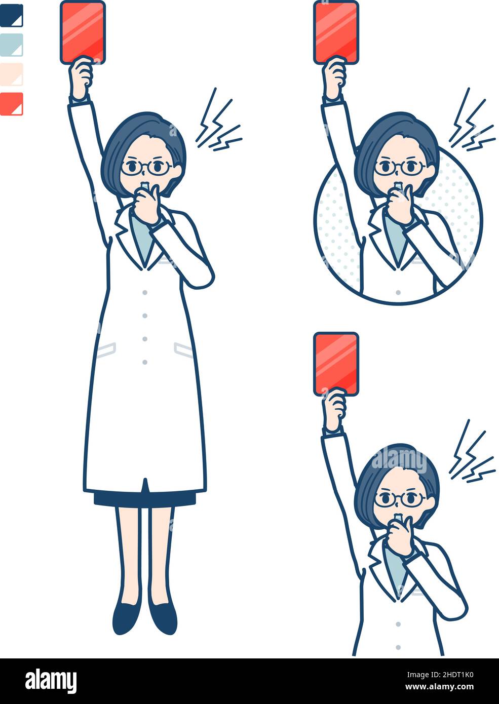Une femme médecin dans un manteau de laboratoire avec une carte rouge images.c'est l'art vectoriel pour qu'il soit facile à éditer. Illustration de Vecteur