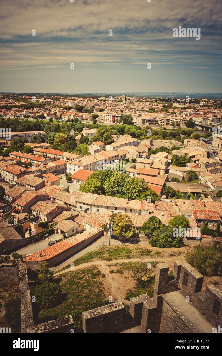 vue sur la ville, carcassonne, vues sur la ville, cocassonnes Banque D'Images