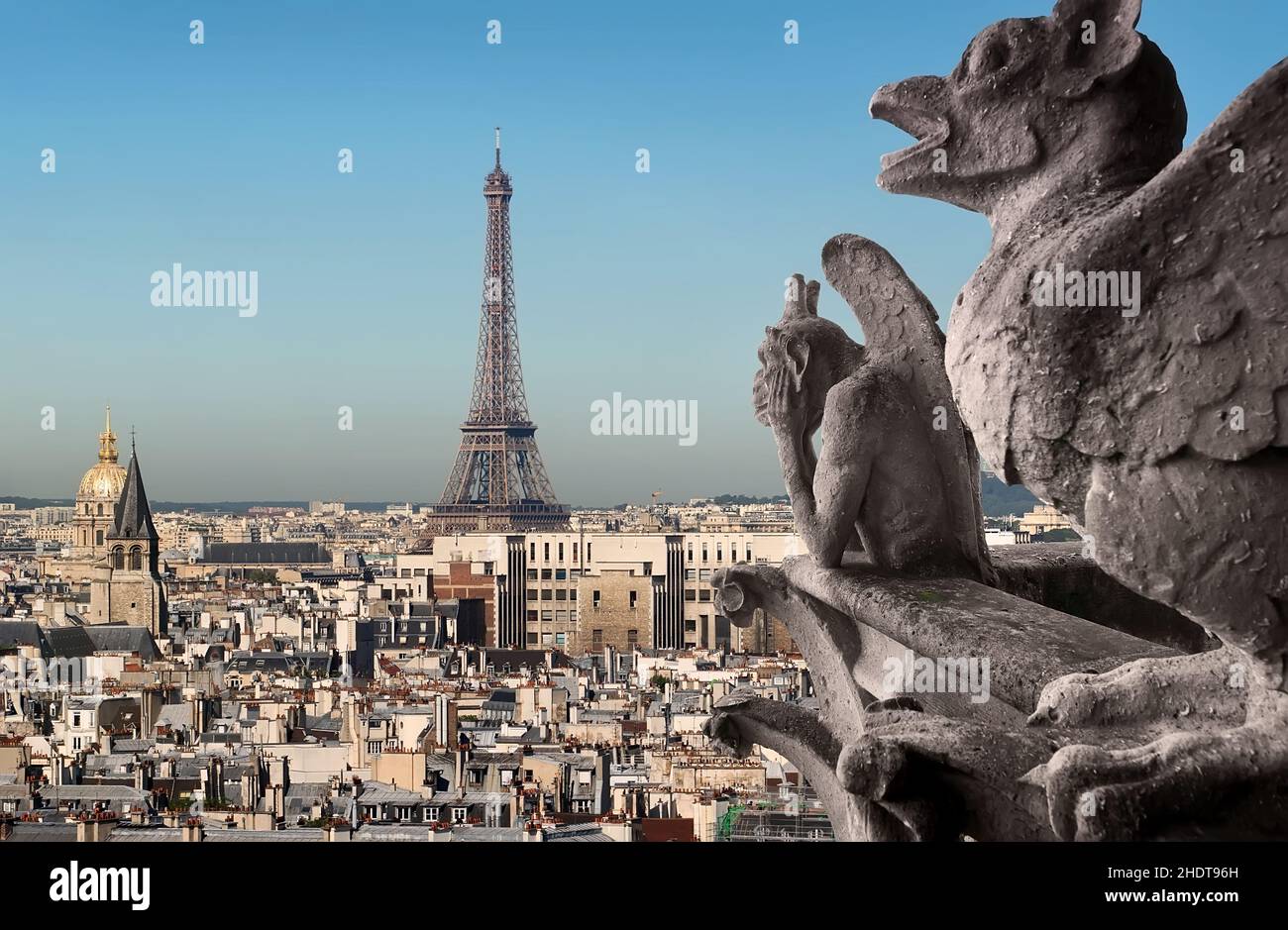 vue sur la ville, paris, gargouille, vue sur la ville, gargouilles Banque D'Images