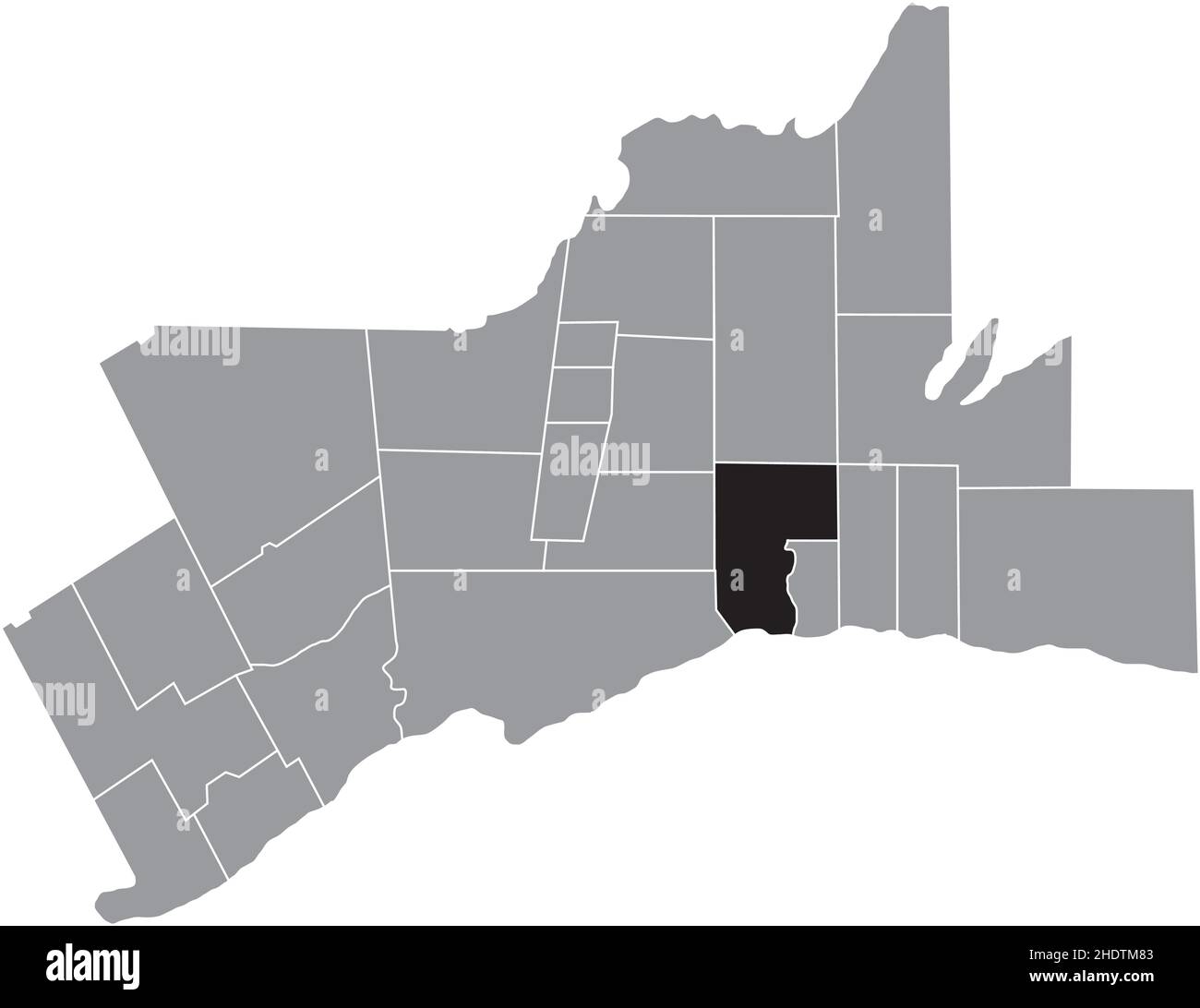 Carte de la MUNICIPALITÉ DE PICKERING à l'intérieur de la carte administrative grise de la région du Grand Toronto Illustration de Vecteur