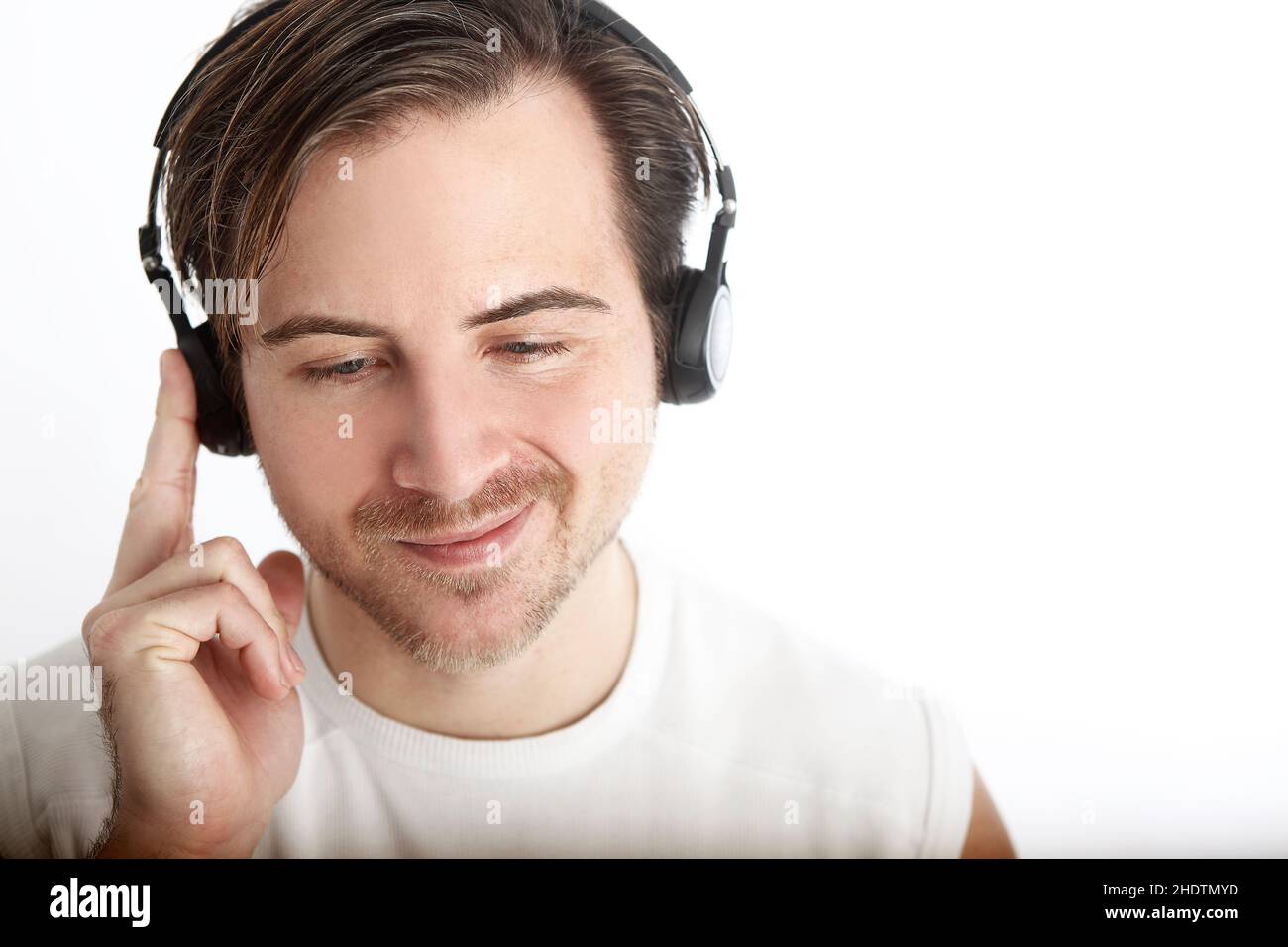 homme, casque, musique d'écoute, gars, hommes,écouteurs, écouteurs, casque, musique d'écoute Banque D'Images