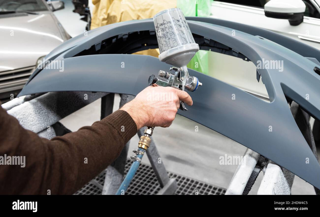 peinture, atelier de réparation automobile, pistolet à peinture, dessin, ateliers de réparation automobile,pistolets à peinture Banque D'Images