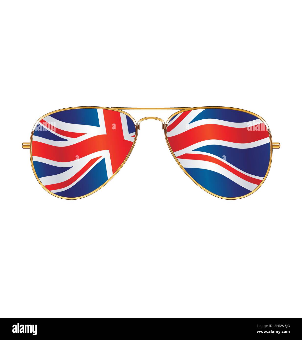 Lunettes de soleil Aviator à monture or frais avec drapeau britannique  drapeau de prise dans les lentilles vecteur isolé sur fond blanc Image  Vectorielle Stock - Alamy