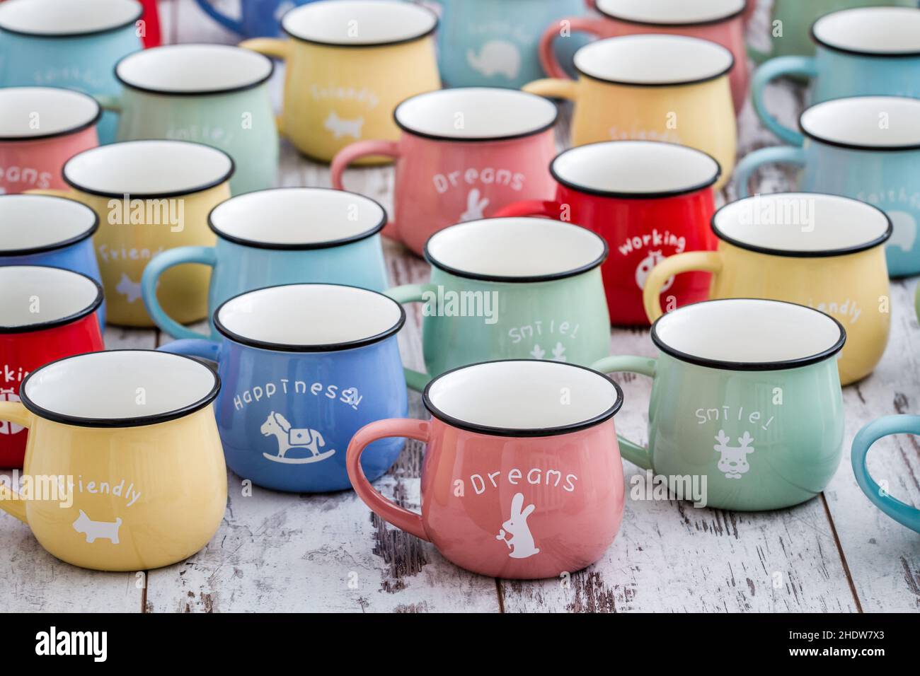 mugs, émail, mug, émaux Banque D'Images