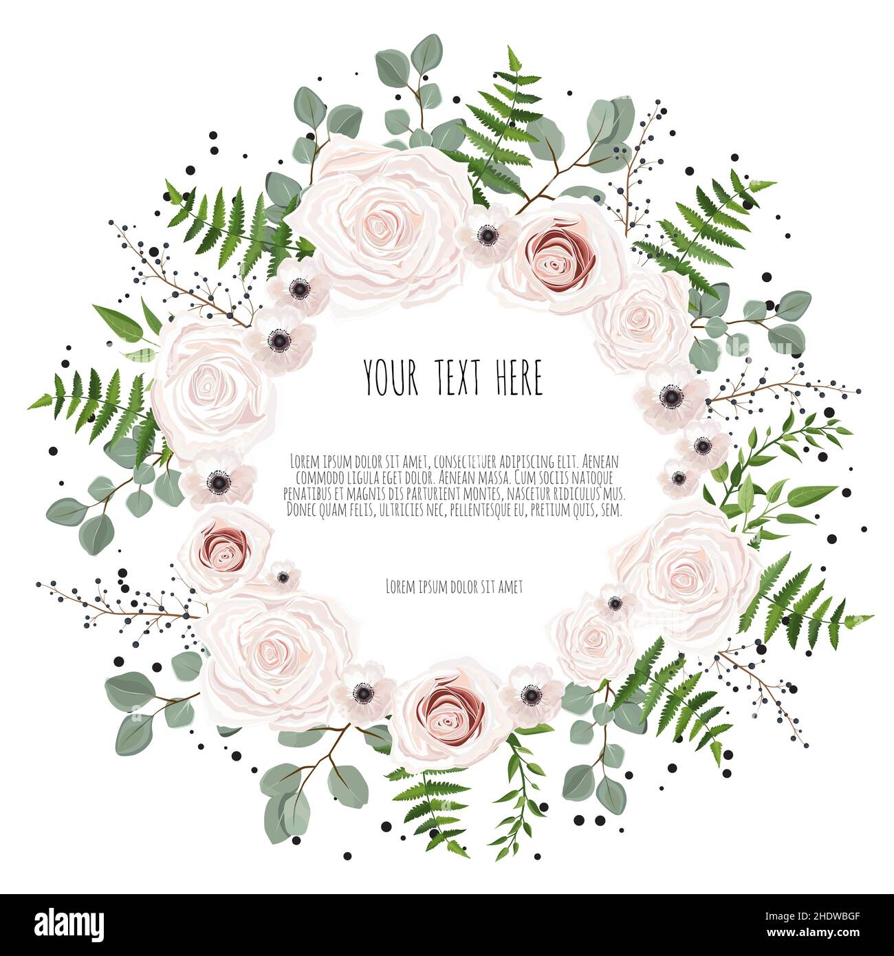 Carte fleurie rose, rose jardin blanc crème. accueil élégant et luxueux, invitation, carte postale Banque D'Images