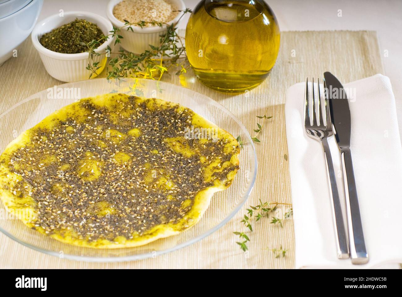 Cuisine arabe, gâteau, pain Manoushi, cuisine arabe, cuisine arabe,gâteaux Banque D'Images