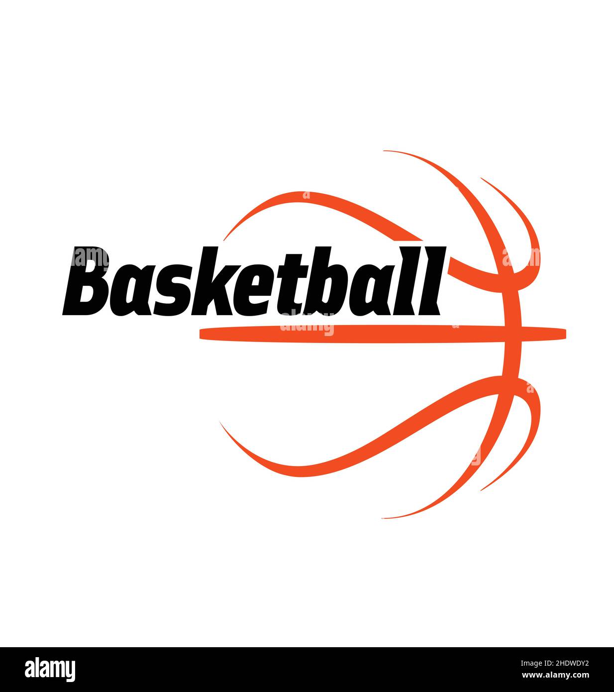 logo basket-ball dessin simple ligne orange avec texte noir vectoriel isolé sur fond blanc Illustration de Vecteur