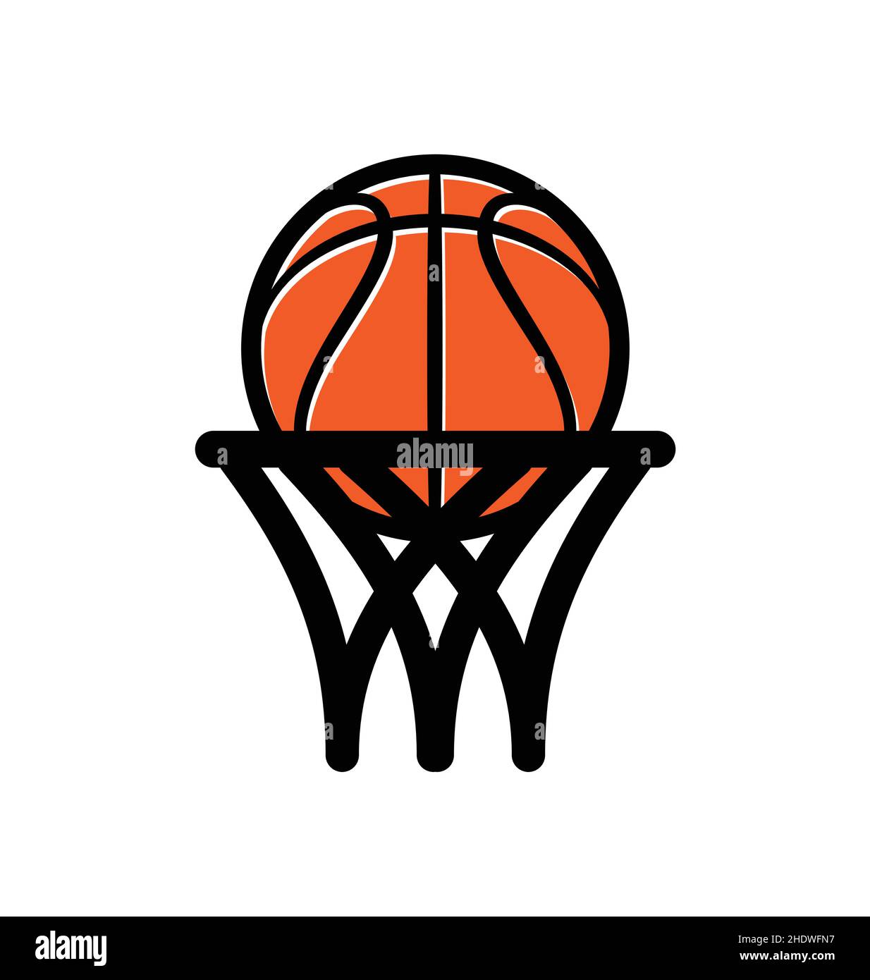 logo de basket-ball simple ligne dessin abstrait cerceau moyen vecteur isolé sur fond blanc Illustration de Vecteur