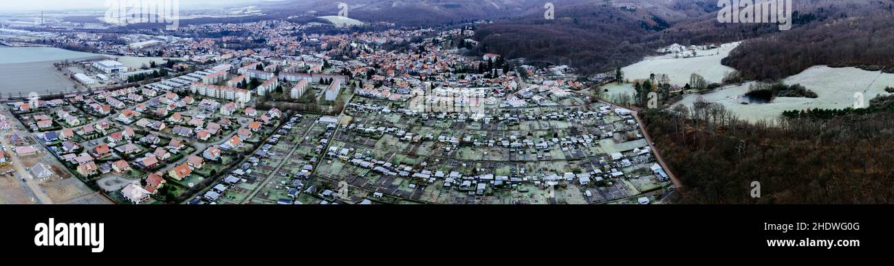 Belle vue de drone sur le district d'Ilsenburg de Mahrholzberg Harz, Saxe-Anhalt, Allemagne Banque D'Images