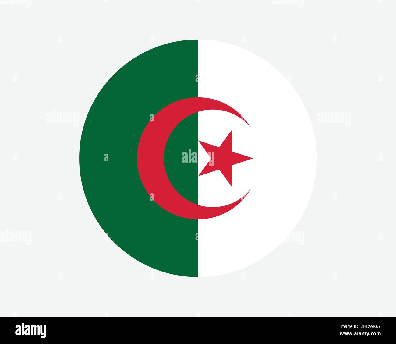 Drapeau national de l'Algérie.Drapeau national algérien circulaire.République démocratique populaire d'Algérie bannière bouton forme de cercle.Vecteur EPS Illustreti Illustration de Vecteur