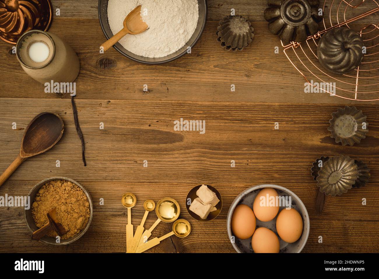 ingrédients, ingrédients de cuisson, cuillère à mesurer, ingrédients, cuillères à mesurer Banque D'Images