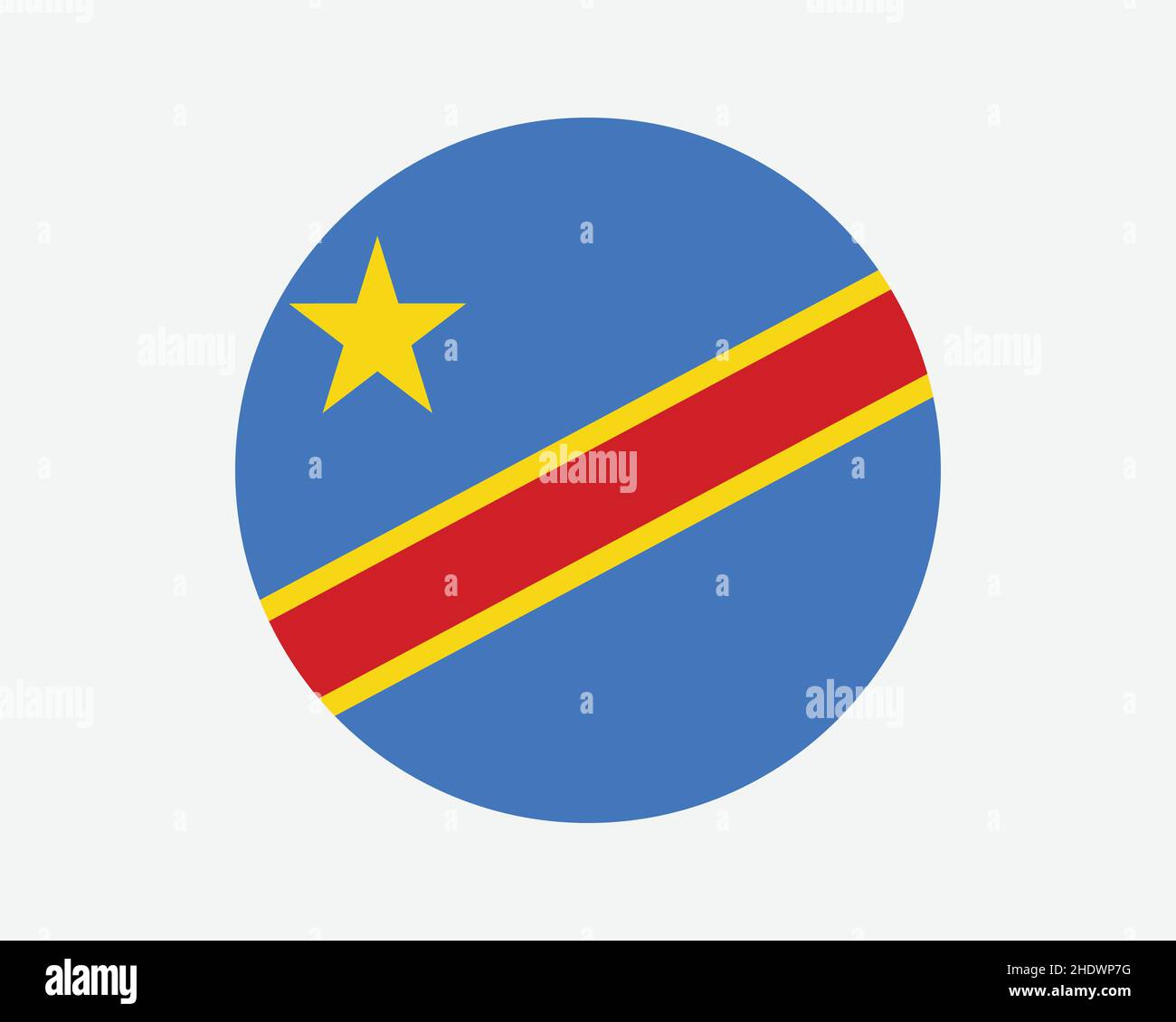 Congo Kinshasa drapeau de pays.Circulaire drapeau national de la RDC.République démocratique du Congo cercle forme bouton bannière.Illustration du vecteur EPS. Illustration de Vecteur
