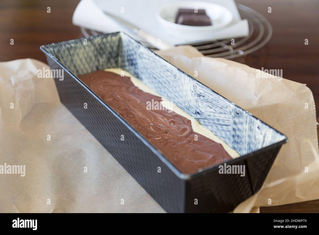 gâteau de marbre, pâte, moule à pain, gâteaux de marbre, pâtes,moules à pain Banque D'Images