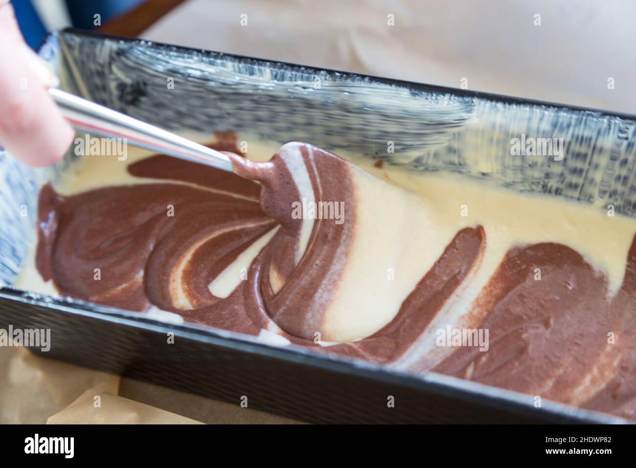 gâteau de marbre, pâte, moule à pain, gâteaux de marbre, pâtes,moules à pain Banque D'Images