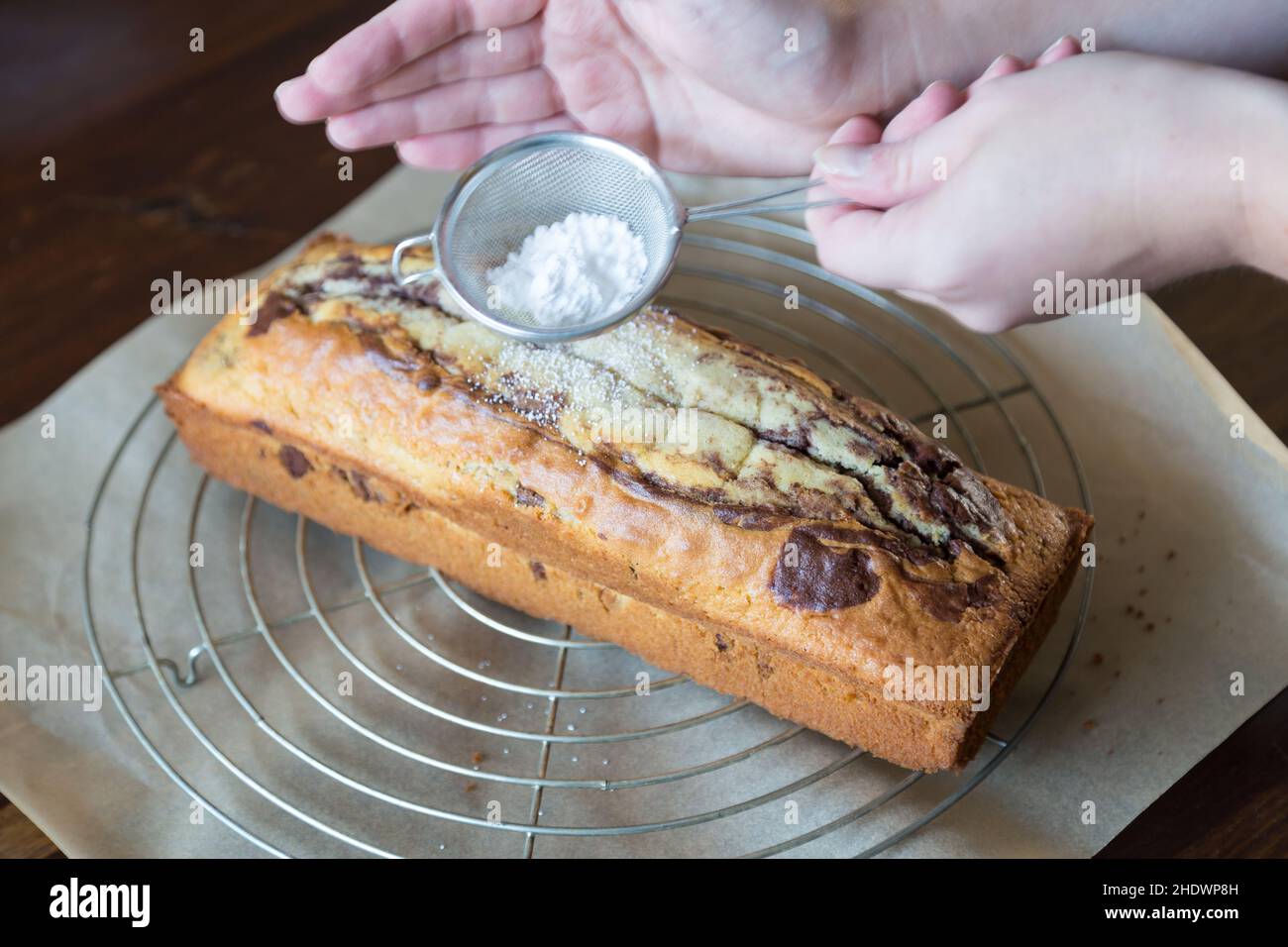 sucre en poudre, gâteau de marbre, sucres en poudre, gâteaux de marbre Banque D'Images